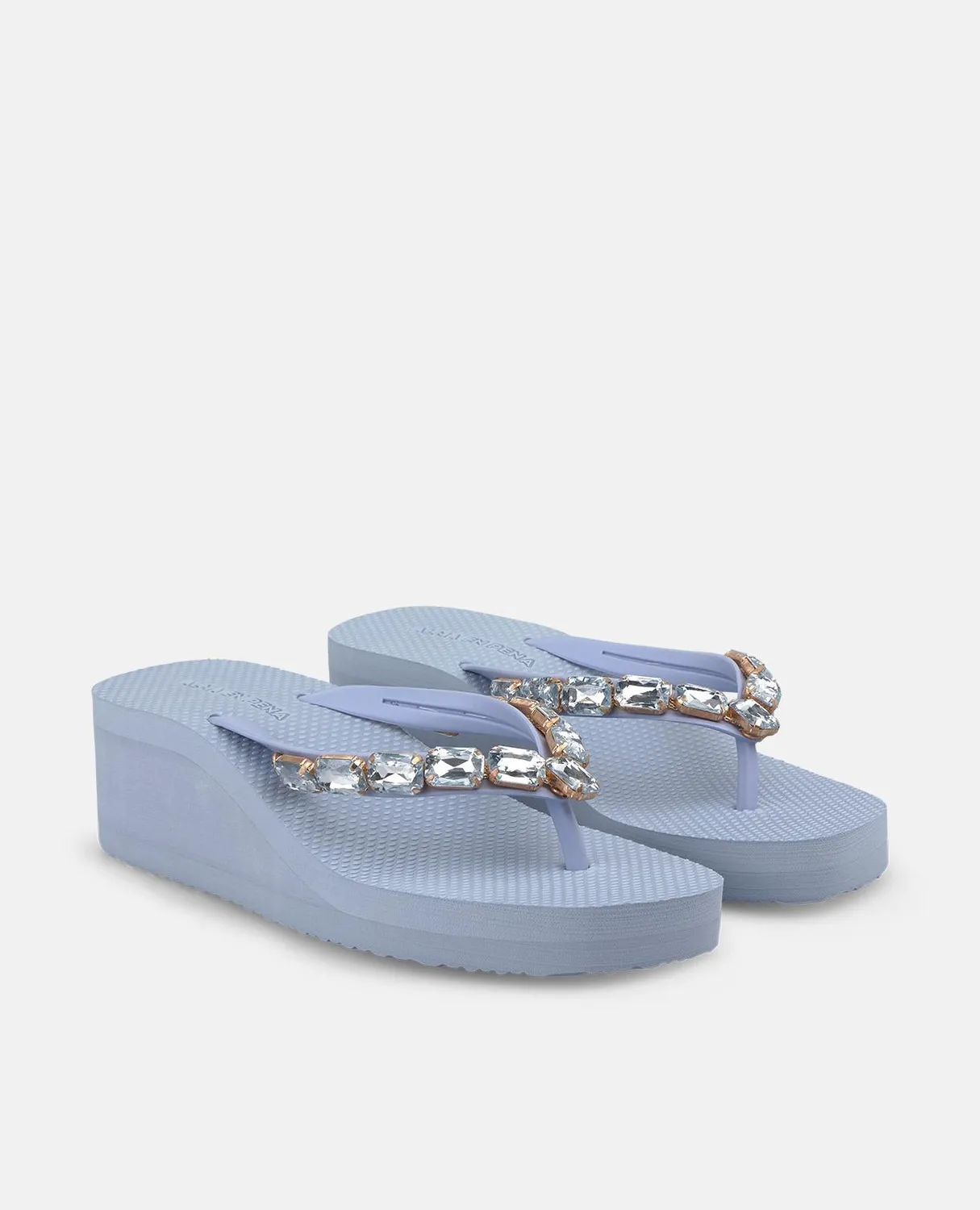 Alma en Pena V269013 tongs plateforme bleu strass