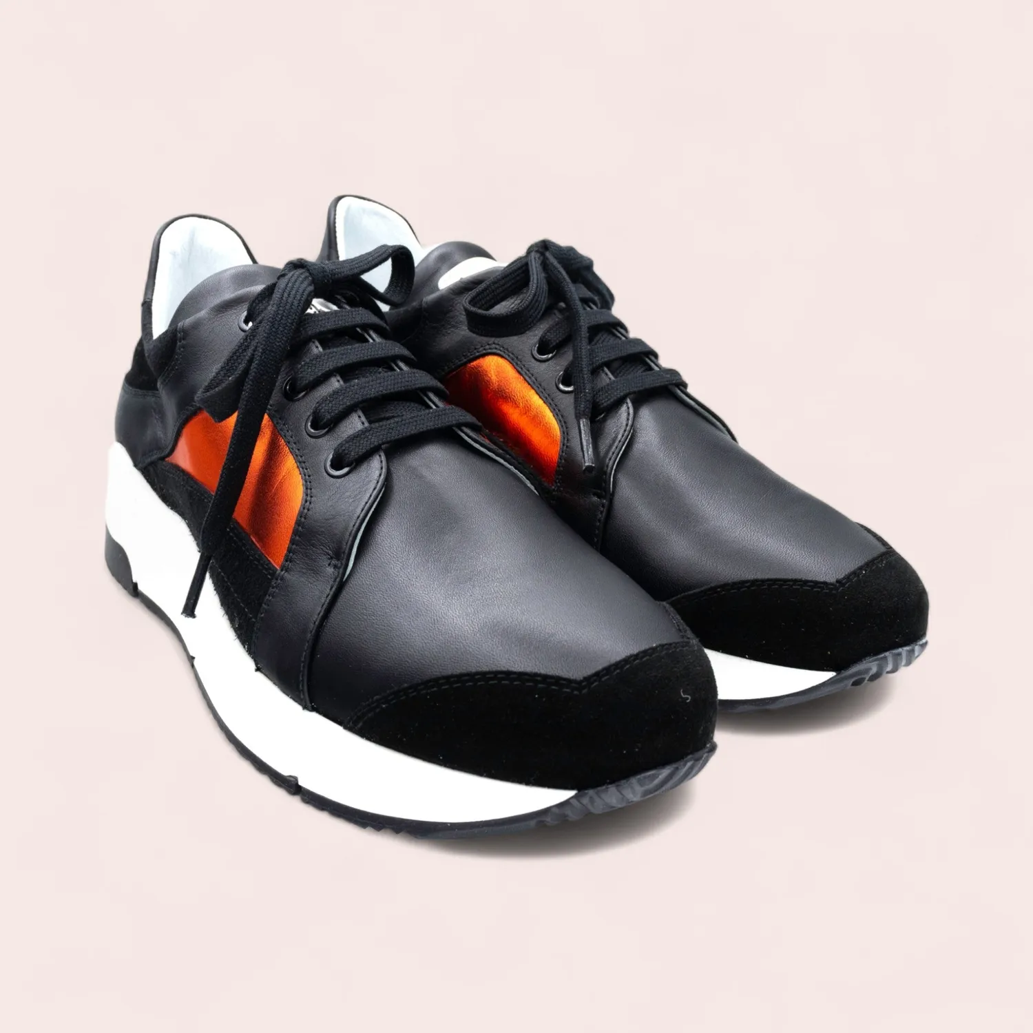 Karine Arabian Emma sneaker cuir noir cuivre 41 semelle 25 mm