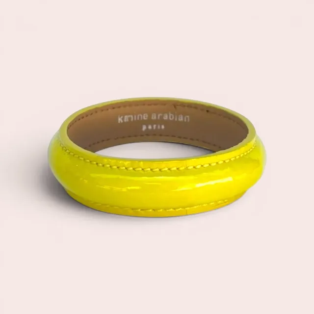 Karine Arabian JONC bracelet jaune citron cuir verni