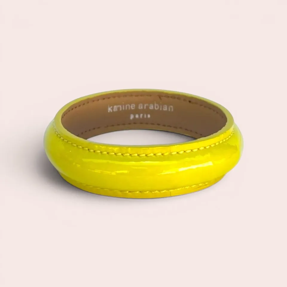Karine Arabian JONC bracelet jaune citron cuir verni