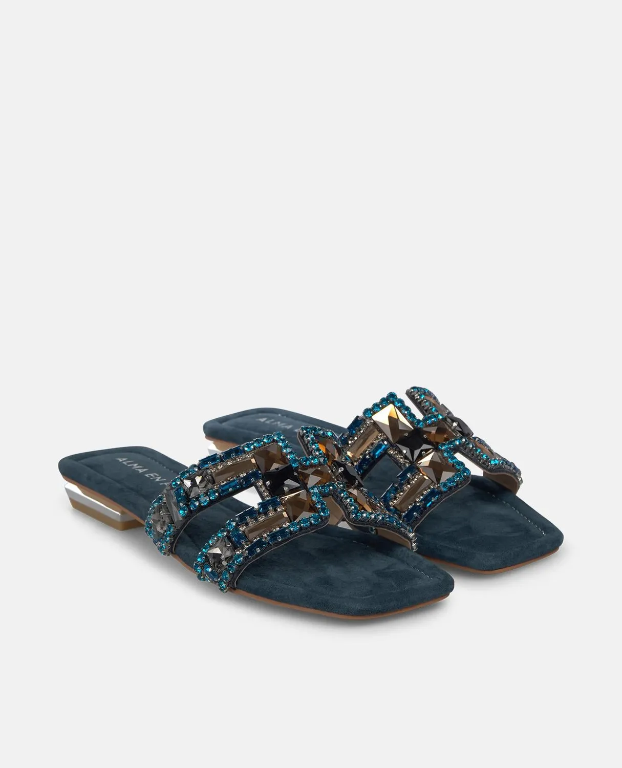 Alma en Pena V268605 sandales bleu cuir plat 2 cm