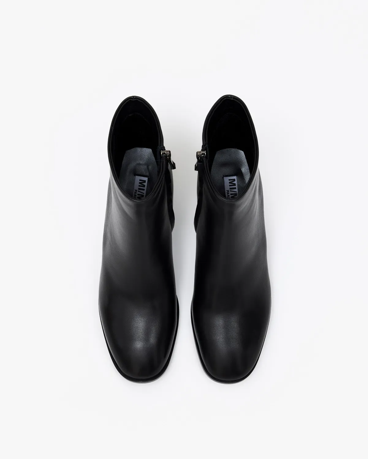 Mi/Mai Naoto bottines cuir noir bout rond talon fuselé
