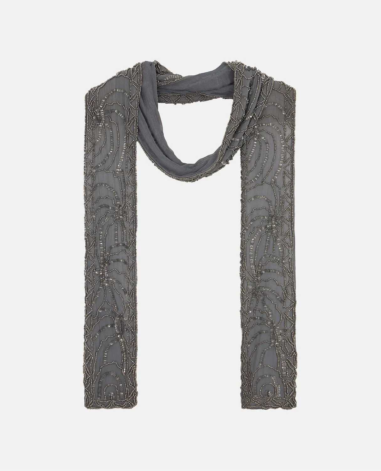 Alma en Pena I25AC102 foulard gaze gris perles 10x200 cm