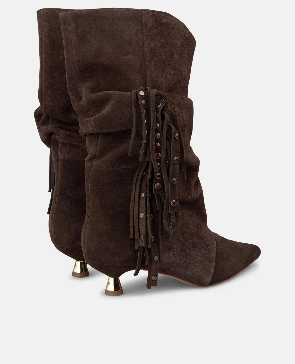 Alma en Pena I260371 bottines marron daim franges talon 4 cm