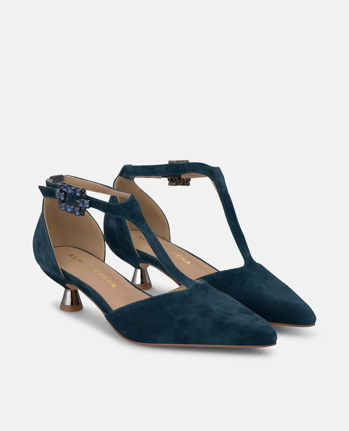 Alma en Pena I260202 escarpins daim bleu talon 4 cm
