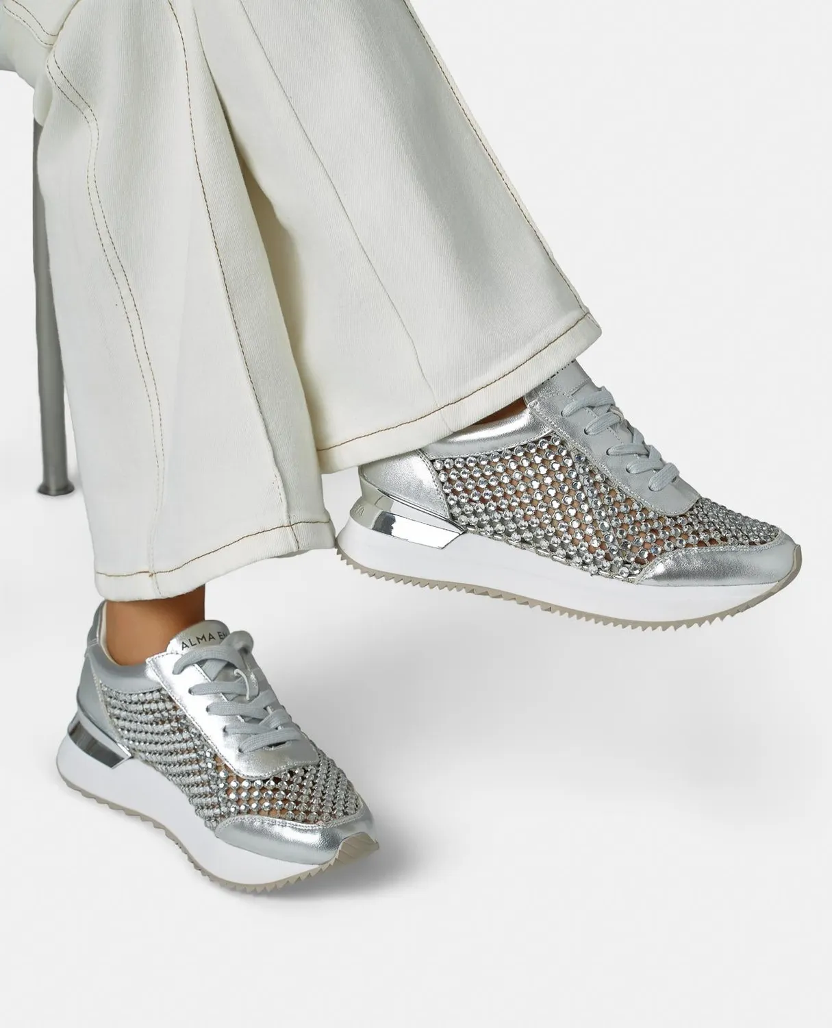 Alma en Pena V260353 sneakers plateforme argenté strass