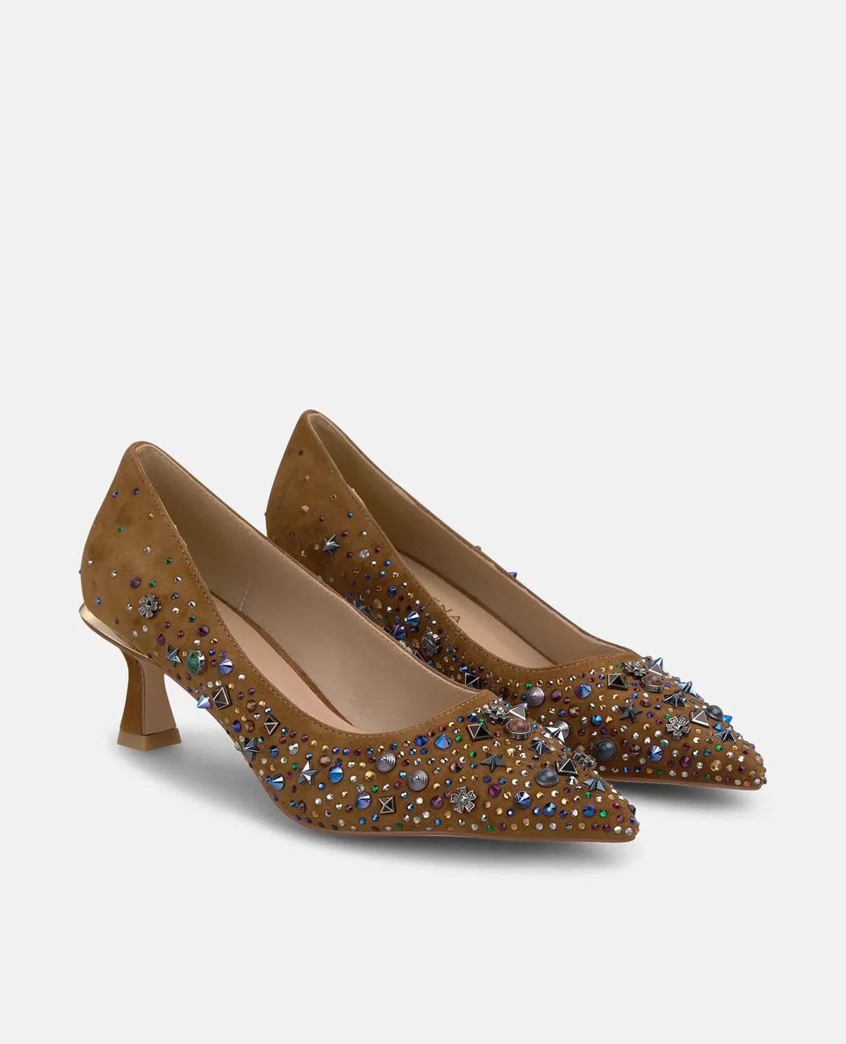 Alma en Pena I260229 escarpins ante camel strass talon 6 cm