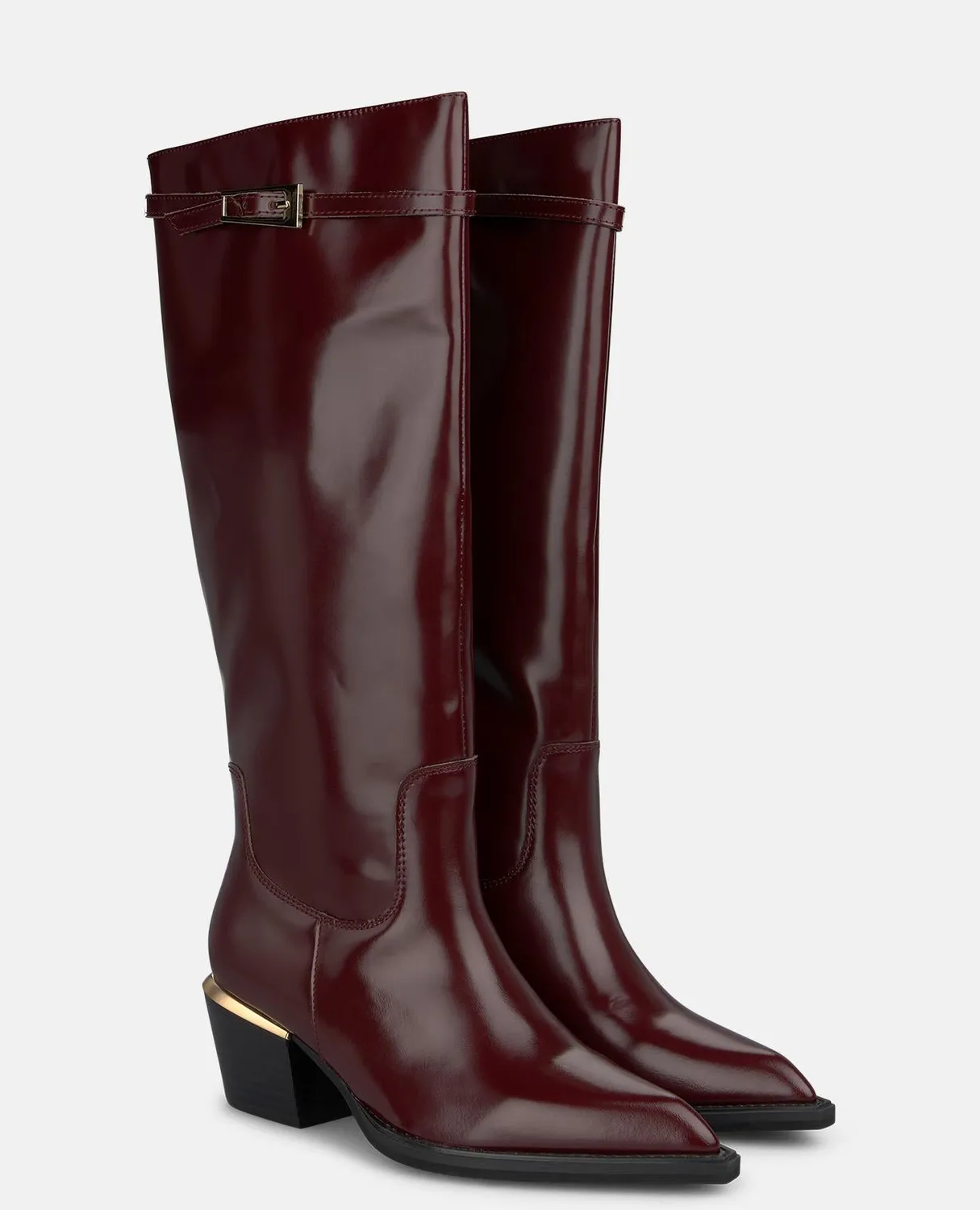 Alma en Pena I260614 bottes hautes cuir bordeaux talon 6 cm