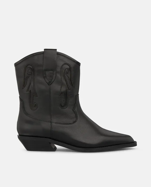 Alma en Pena I260582 bottines cowboy noires plates napa