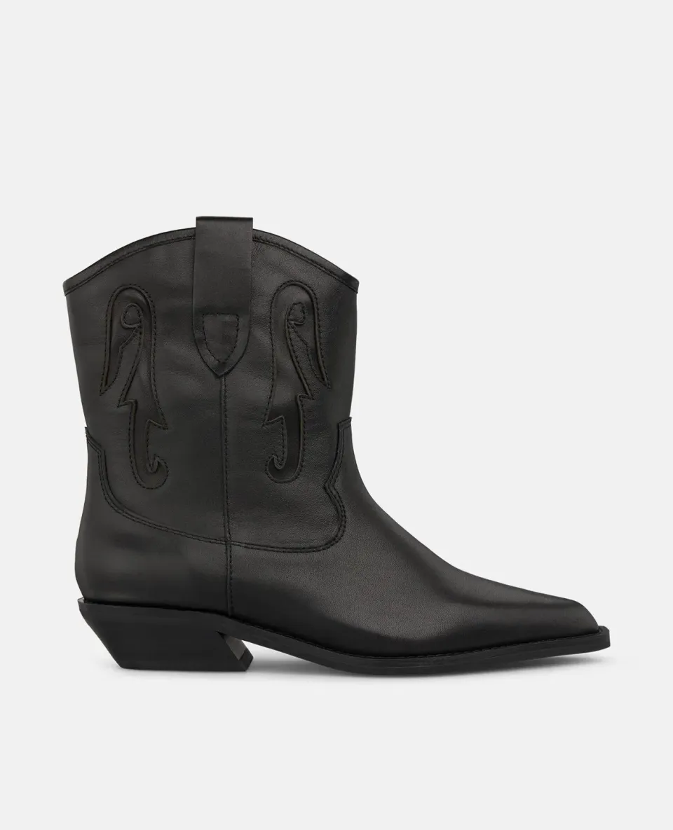 Alma en Pena I260582 bottines cowboy noires plates napa