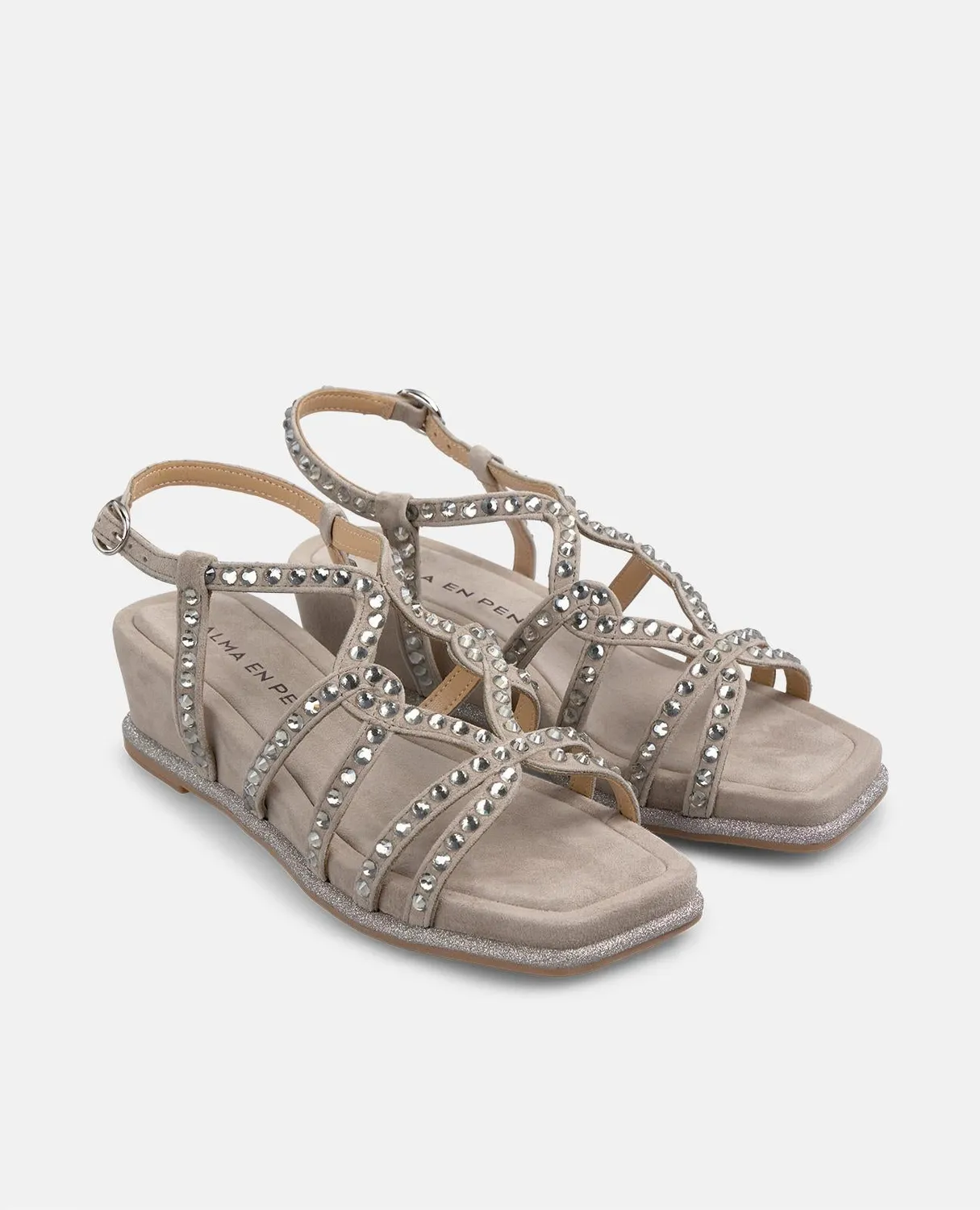 Alma en Pena V251752 sandales compensées taupe strass
