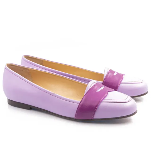 Bégum Paris Boston mocassins mauve violet cuir 1 cm