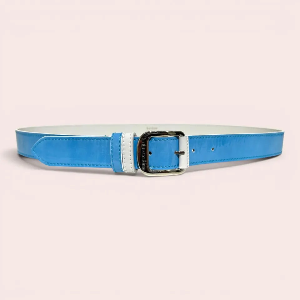 Karine Arabian Ortiz ceinture cuir verni bleu Maya