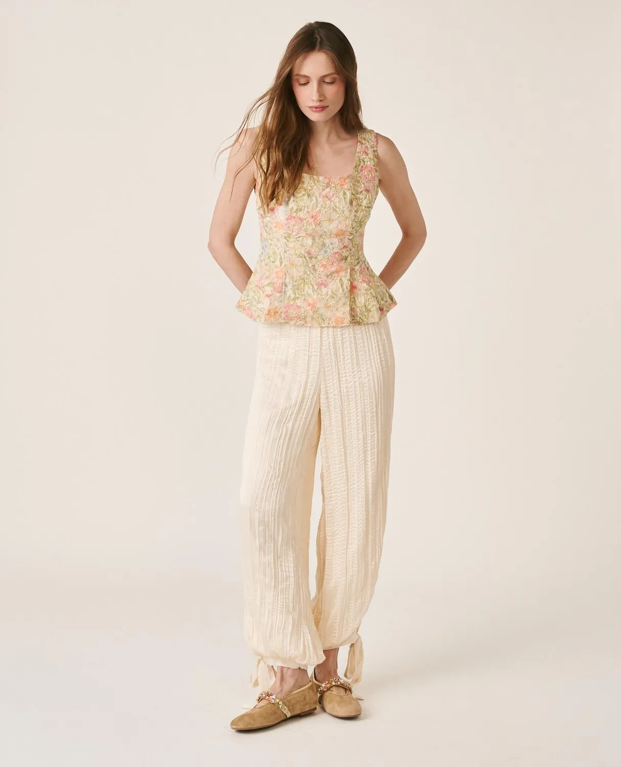 Alma en Pena V26CL0614 top vert floral peplum
