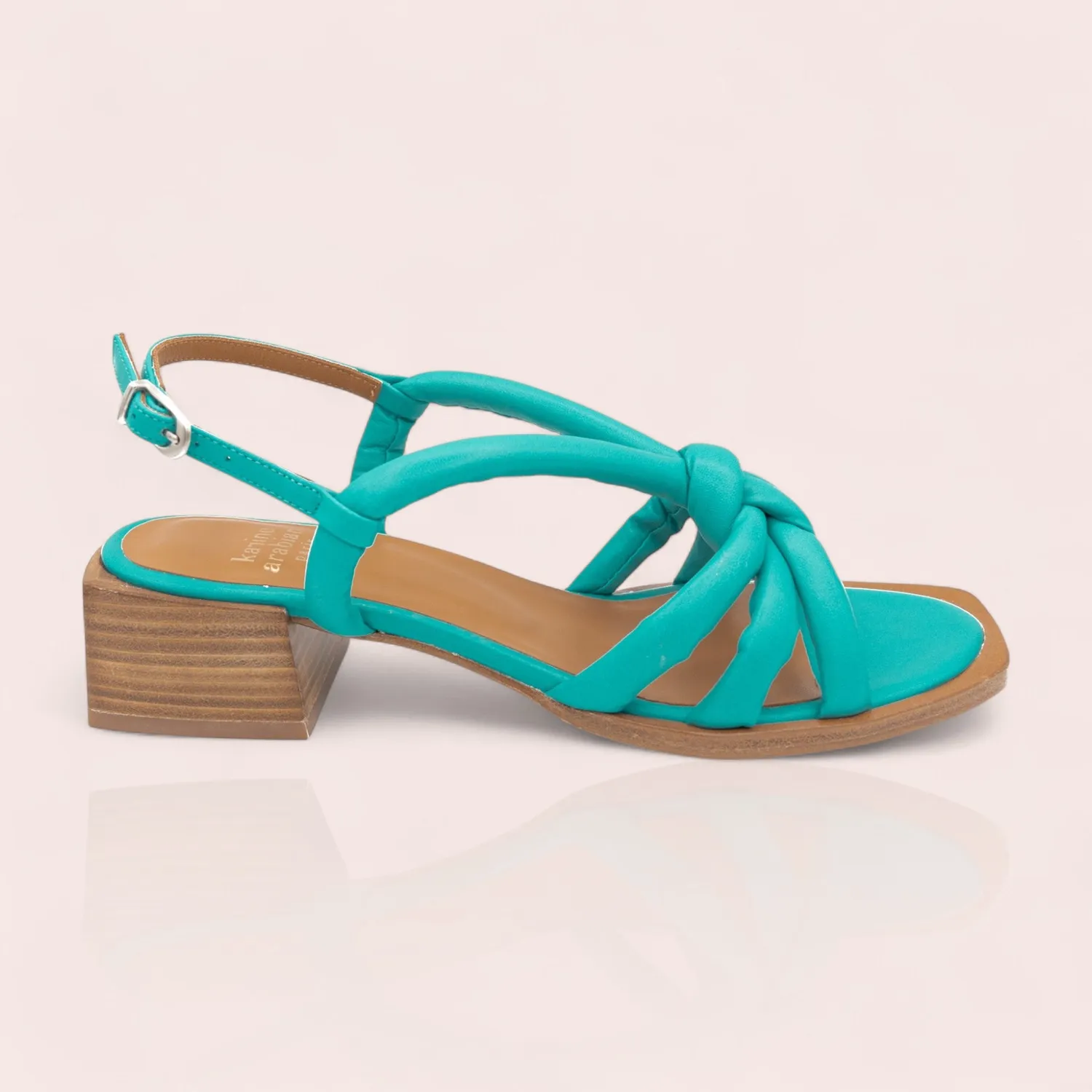 Karine Arabian Selma Sandale Cuir Orange Talon 50mm