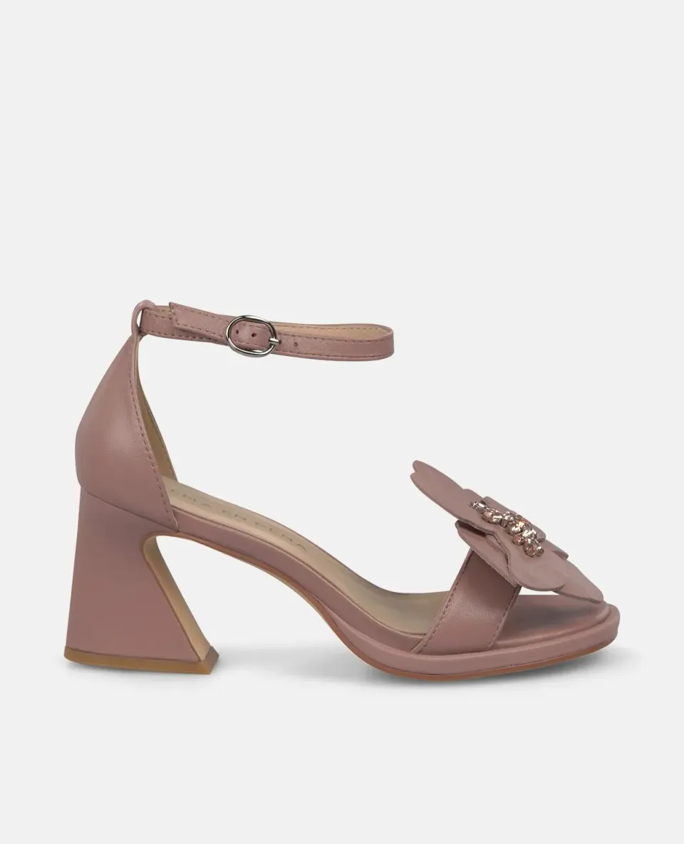 Alma en Pena V262401 sandales roses cuir fleur talon 8,5 cm