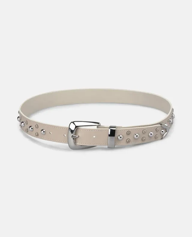 Alma en Pena V26CT015 ceinture cuir blanc clouté