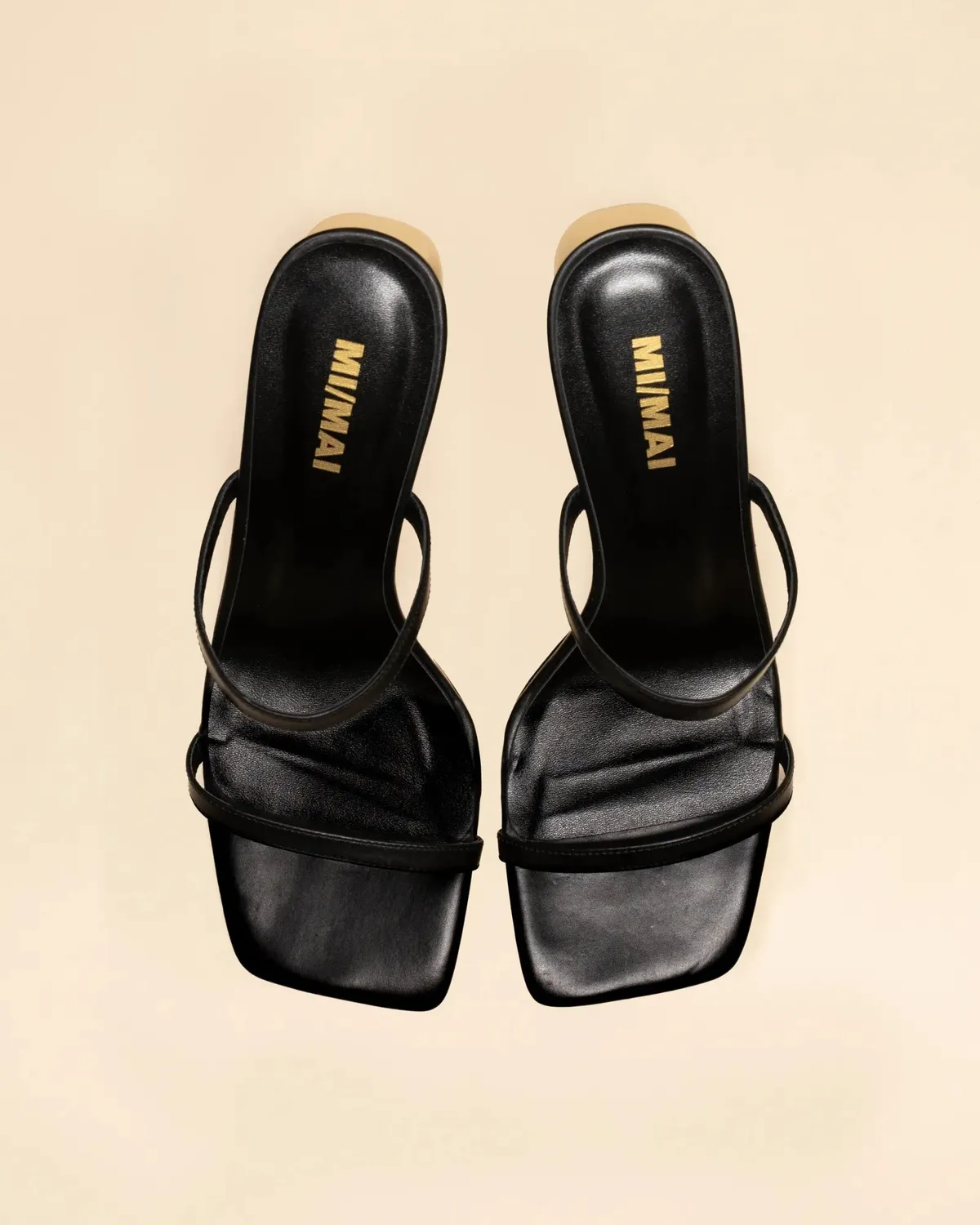 Mi/Mai Tilda Low Black Gold mule talon bas noir doré
