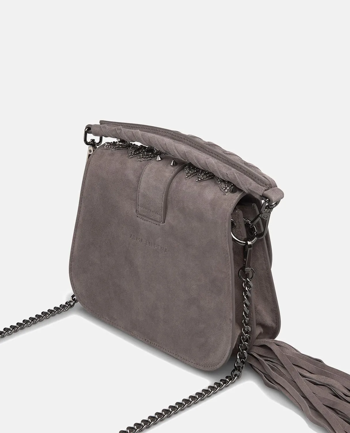 Alma en Pena BG113 Sac bandoulière cuir gris bijou