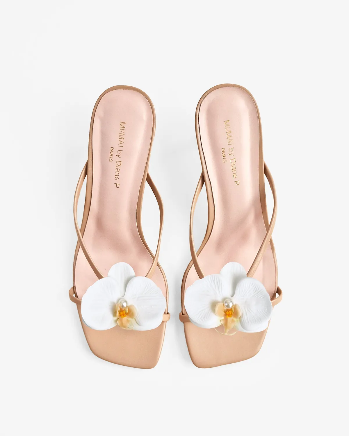 Mi/Mai Lagos Nude mules cuir doré 4 accessoires