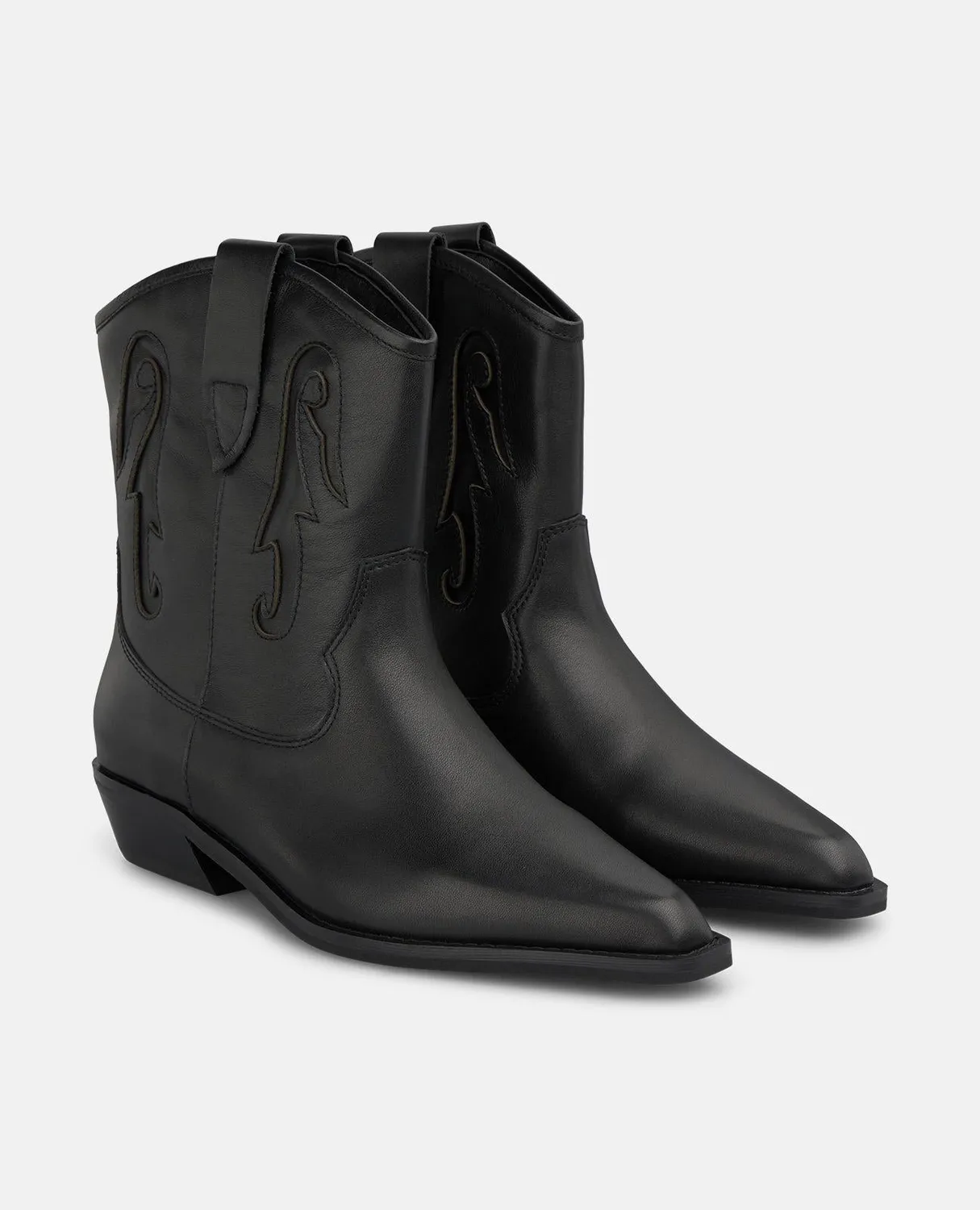 Alma en Pena I260582 bottines cowboy noires plates napa