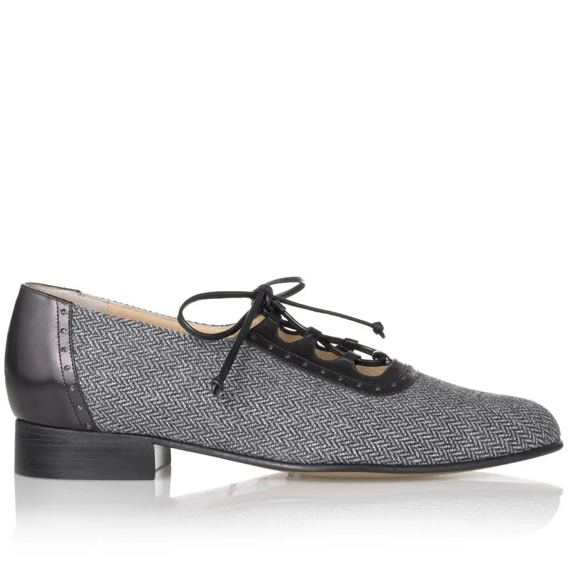 Bégum Paris Loch Ness derbys jaune tweed cuir