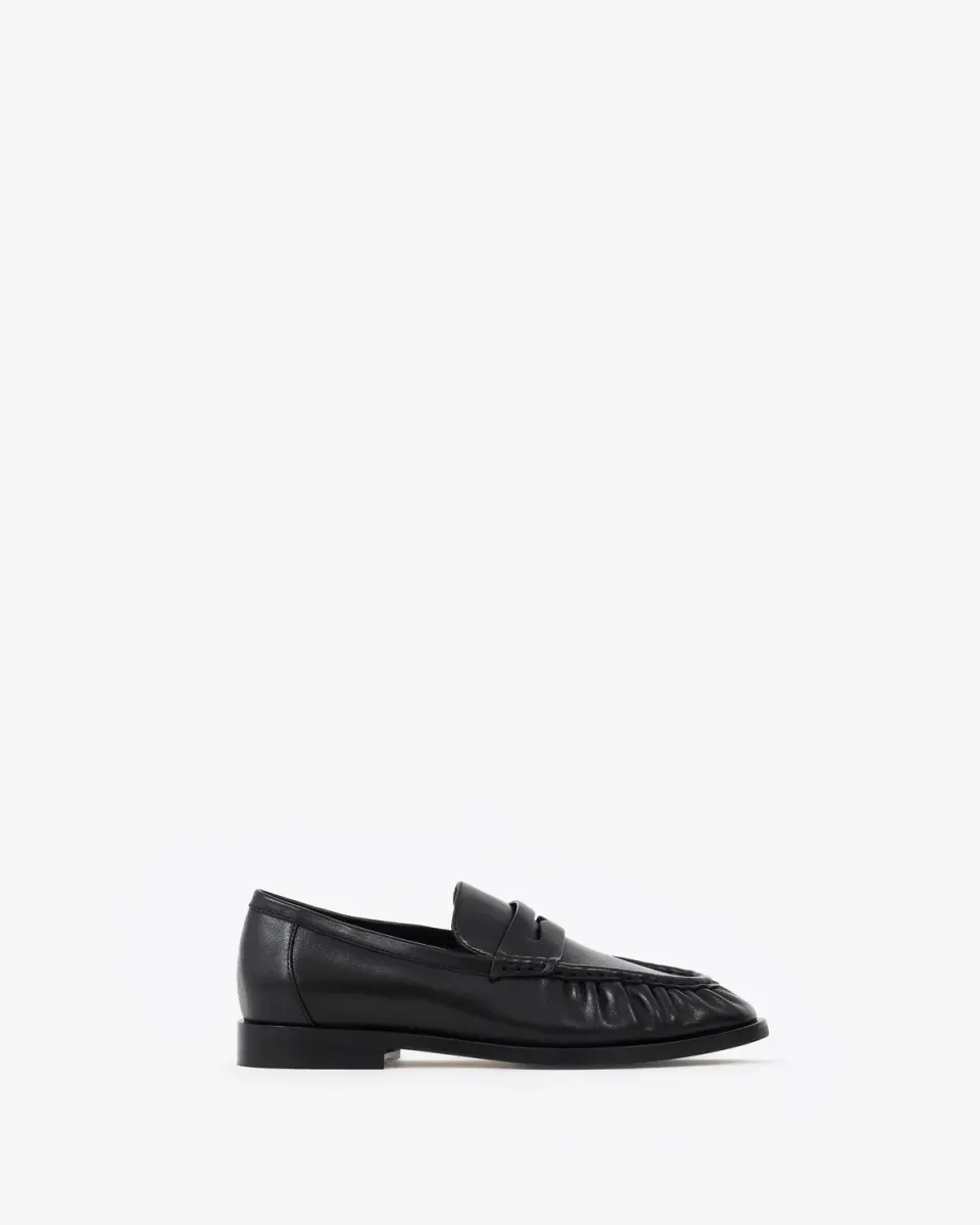 Mi/Mai Orso Black mocassins cuir noir cousus plats