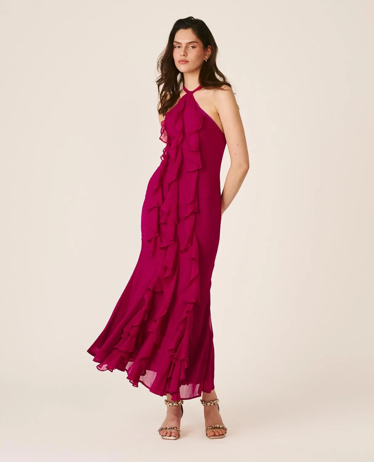Alma en Pena V26CL0243 robe longue fuchsia