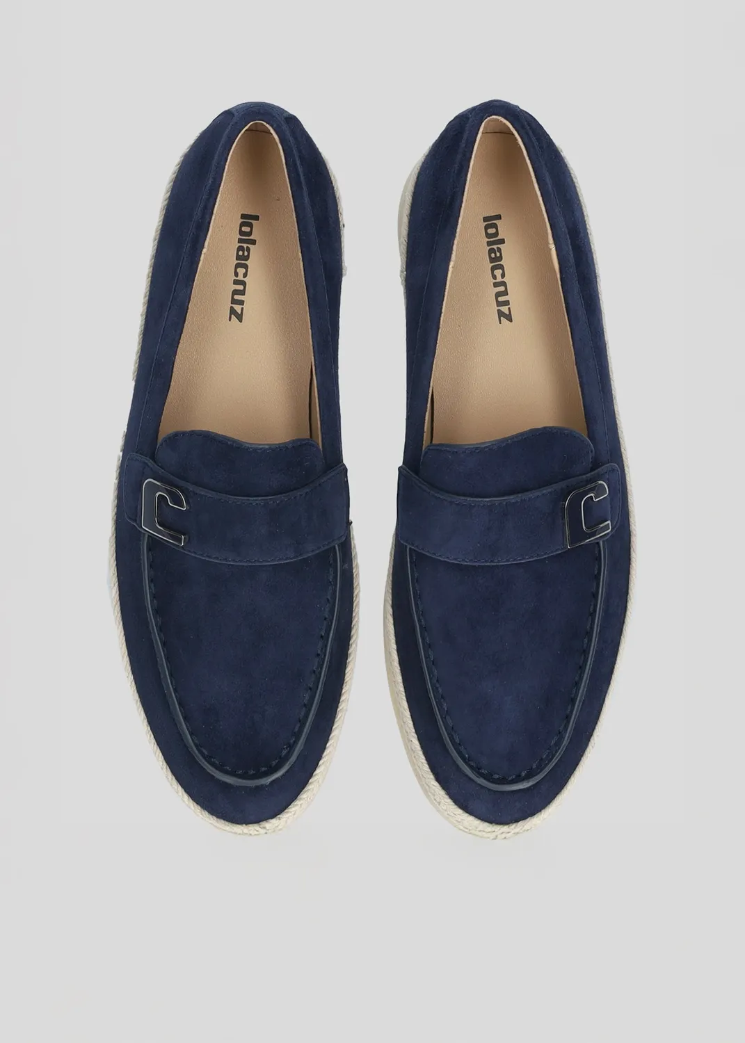Lola Cruz Rhodes mules bleu marine talon plat
