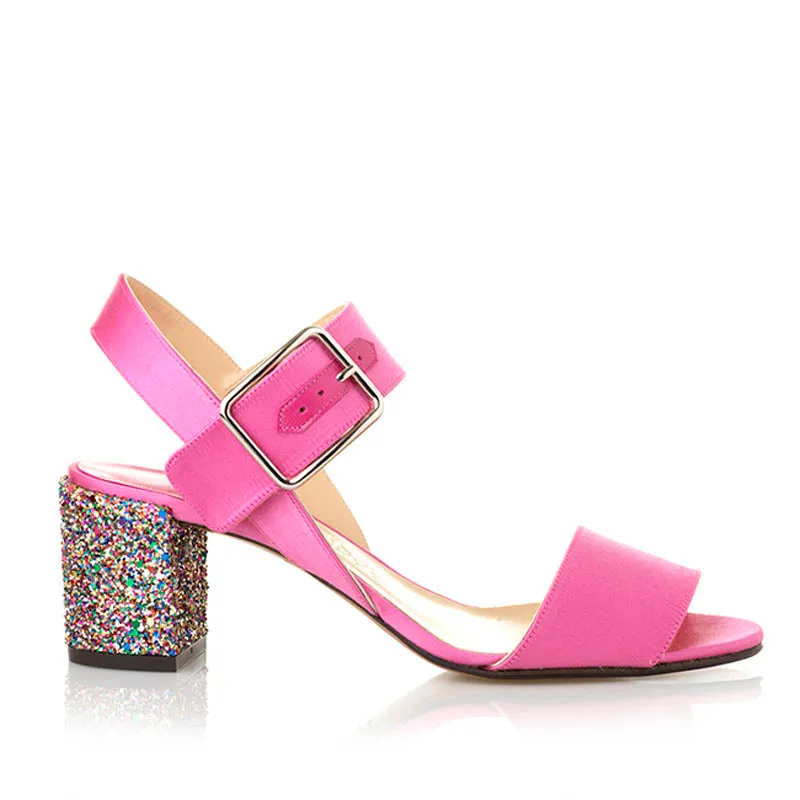 Bégum Paris Santorin sandale satin rose talon 5,5 cm