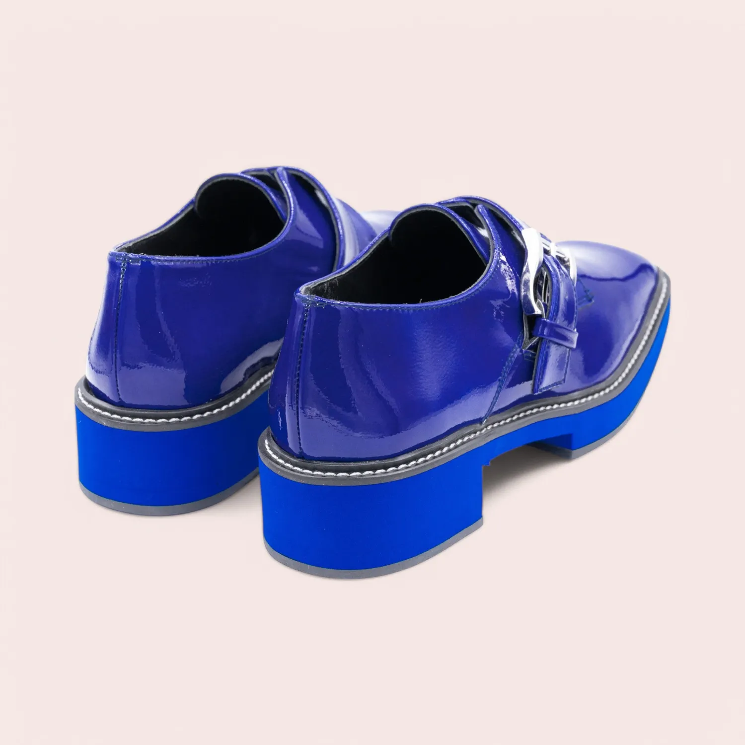 Karine Arabian SUTTON derby bleu klein cuir vernis