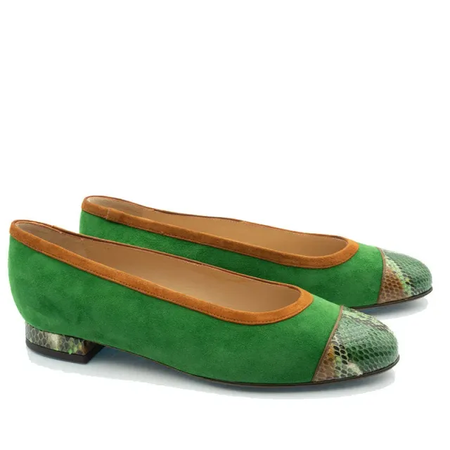 Bégum Paris Gabrielle ballerines vert bout python