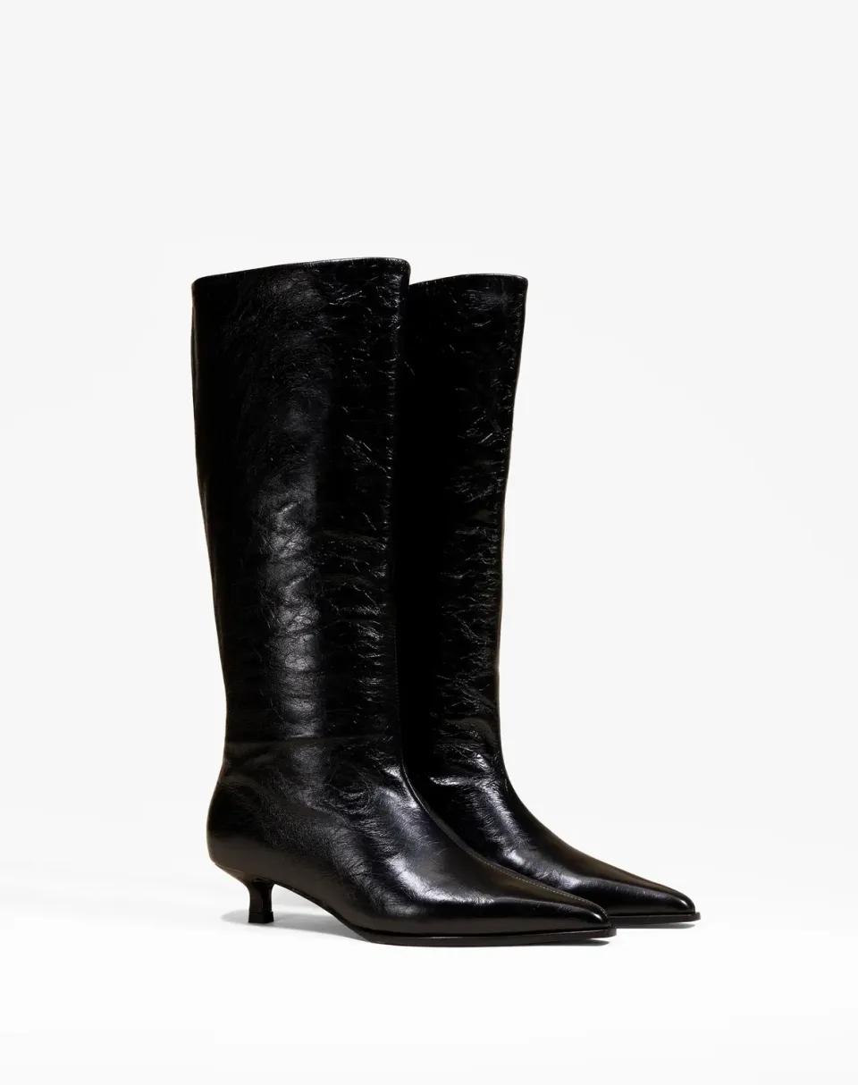 Mi/Mai Vivienne Crinkled bottes cuir bout pointu
