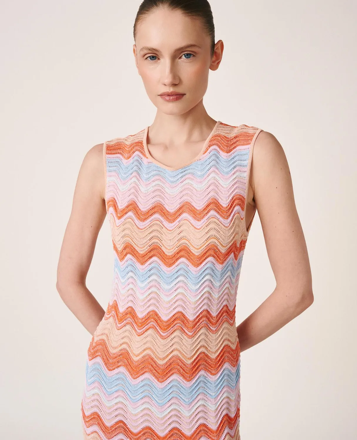Alma en Pena V26CL0201 robe longue maille orange