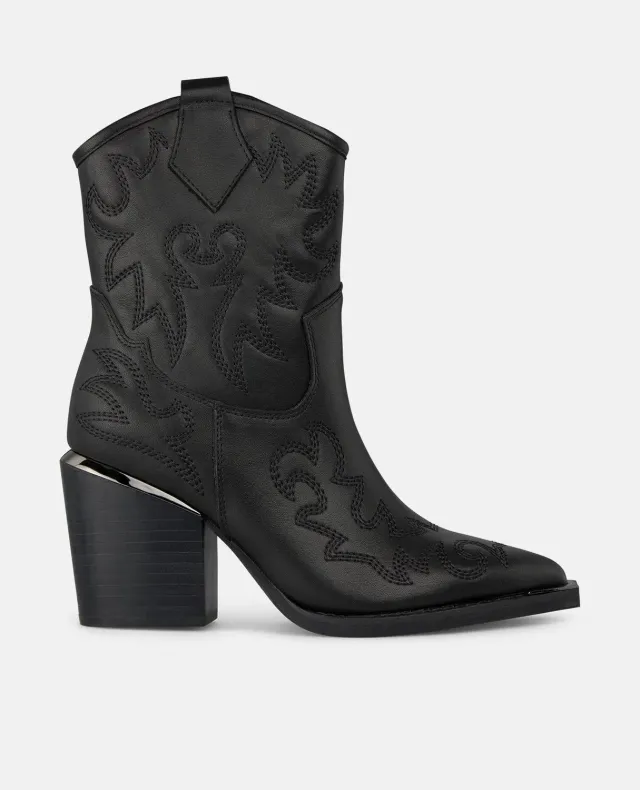 Alma en Pena I250829 bottines noires brodées 7 cm