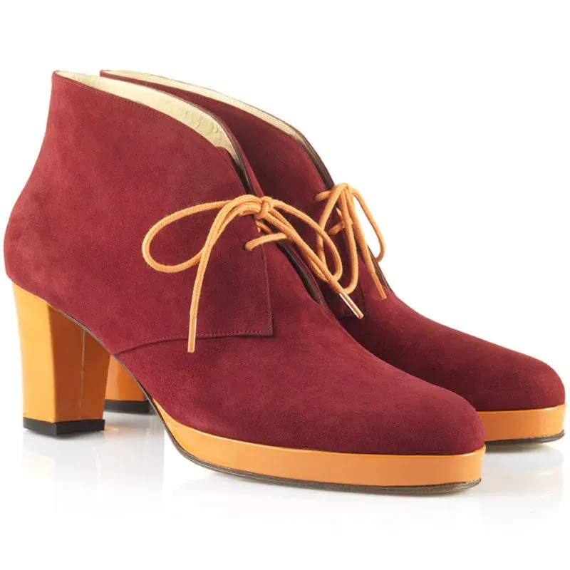 Bégum Paris Diane bottines carmin mandarine talon 7 cm