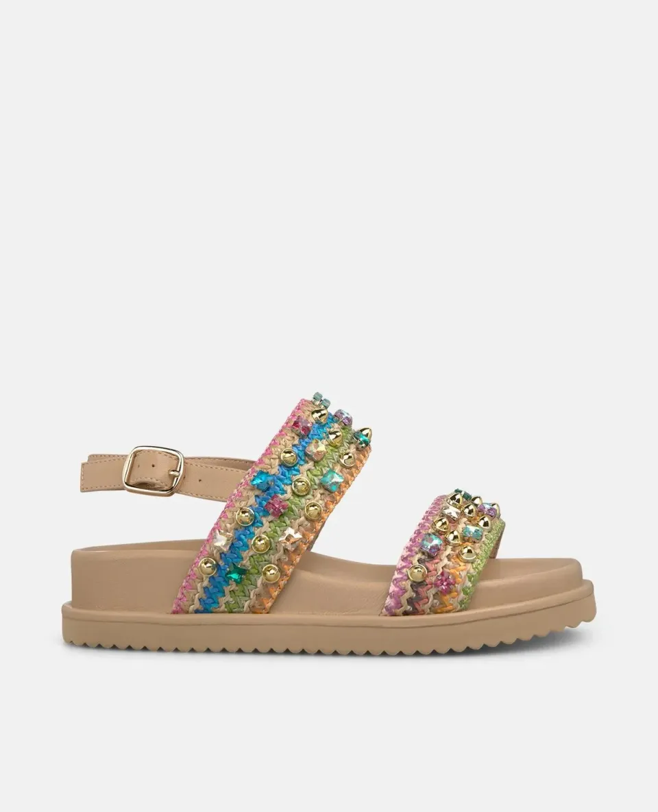 Alma en Pena V267509 sandales plateforme multicolor rafia