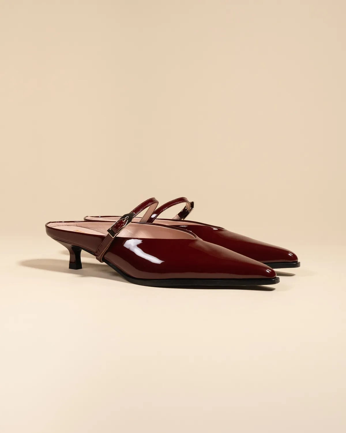 Mi/Mai Suzanne Burgundy Patent mule cuir verni bordeaux