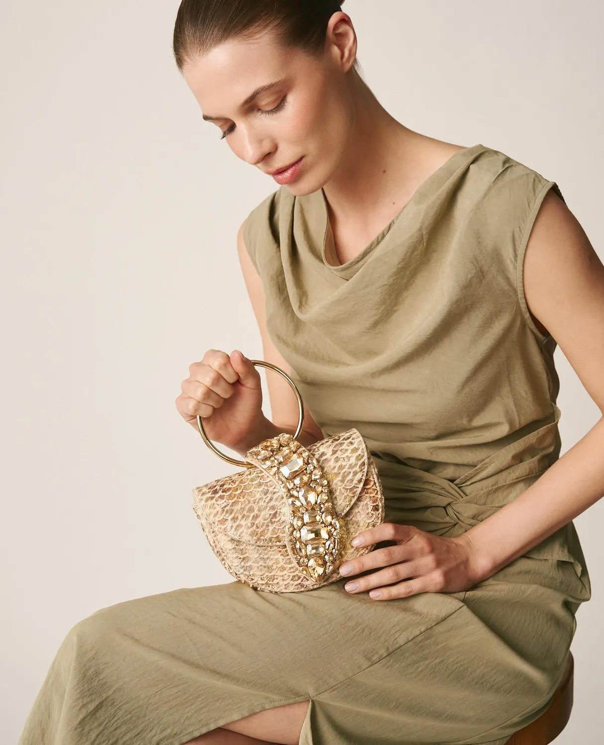 Alma en Pena BG101 sac bandoulière cuir camel serpent