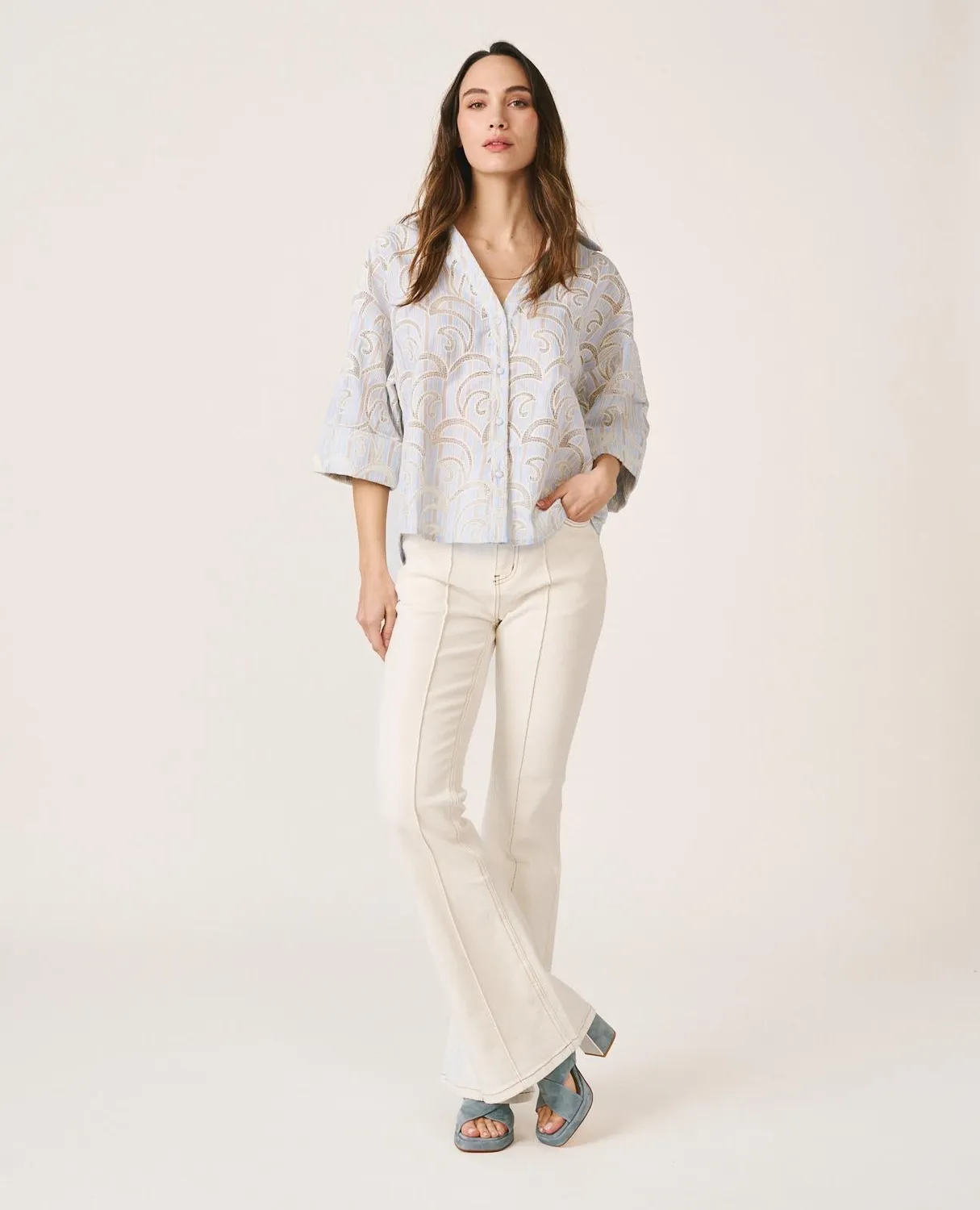 Alma en Pena V26CL0415 chemise rayée bleue
