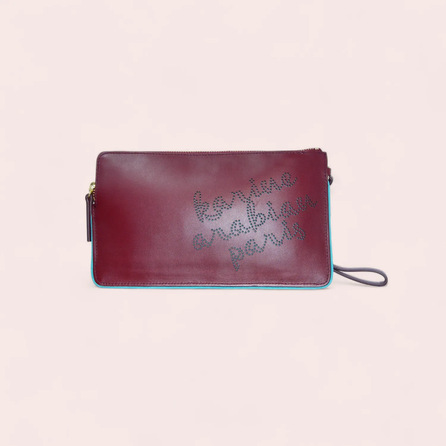 Karine Arabian Carie pochette cuir bordeaux 15x25cm