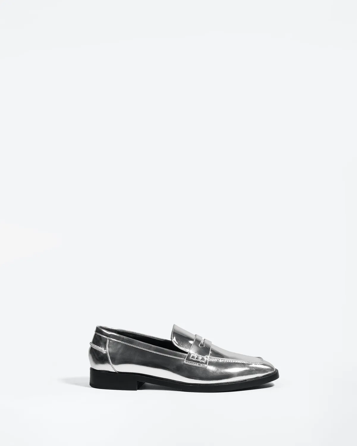 Mi/Mai Luciano mocassins cuir argenté effet miroir