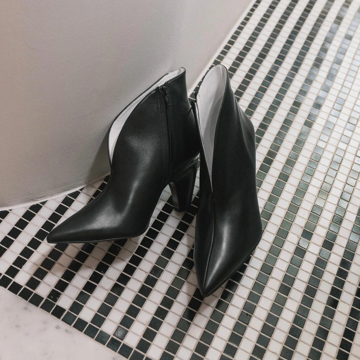 Karine Arabian Goncourt bottines cuir or bleu 85mm
