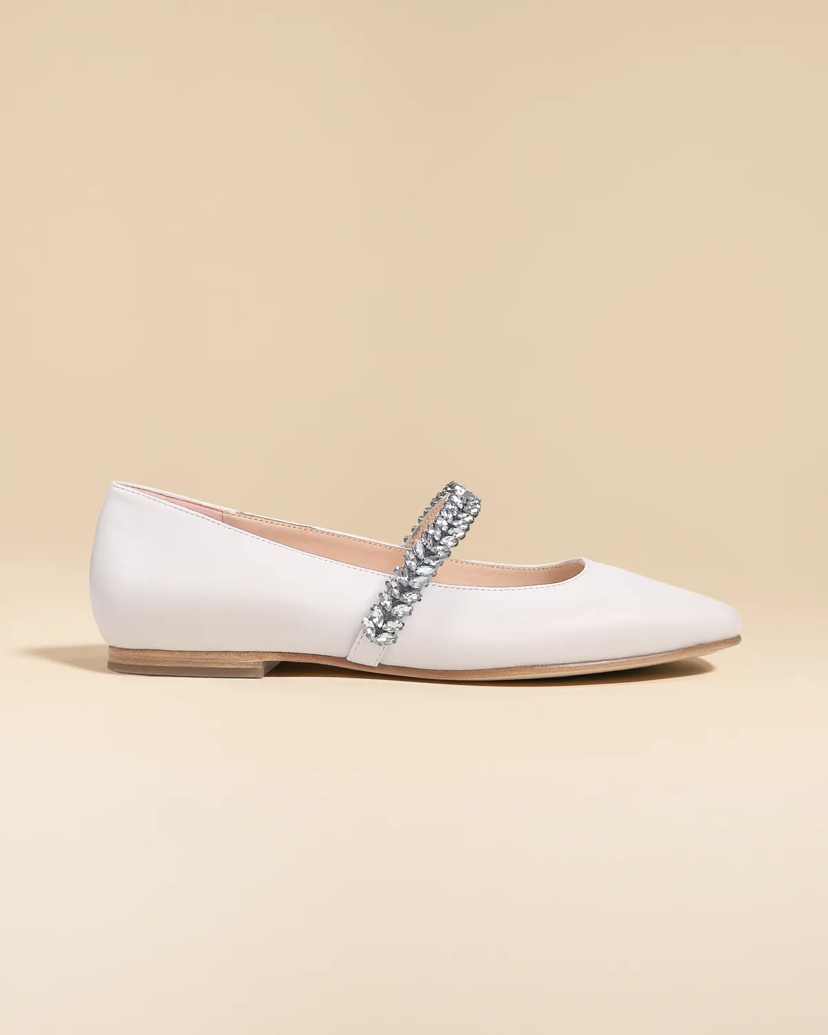 Mi/Mai Patsy White ballerines cuir blanc strass