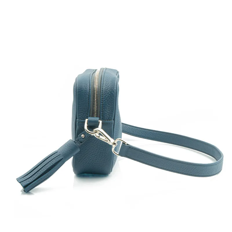 Bégum Paris Adèle sac bleu canard cuir grainé 22 cm