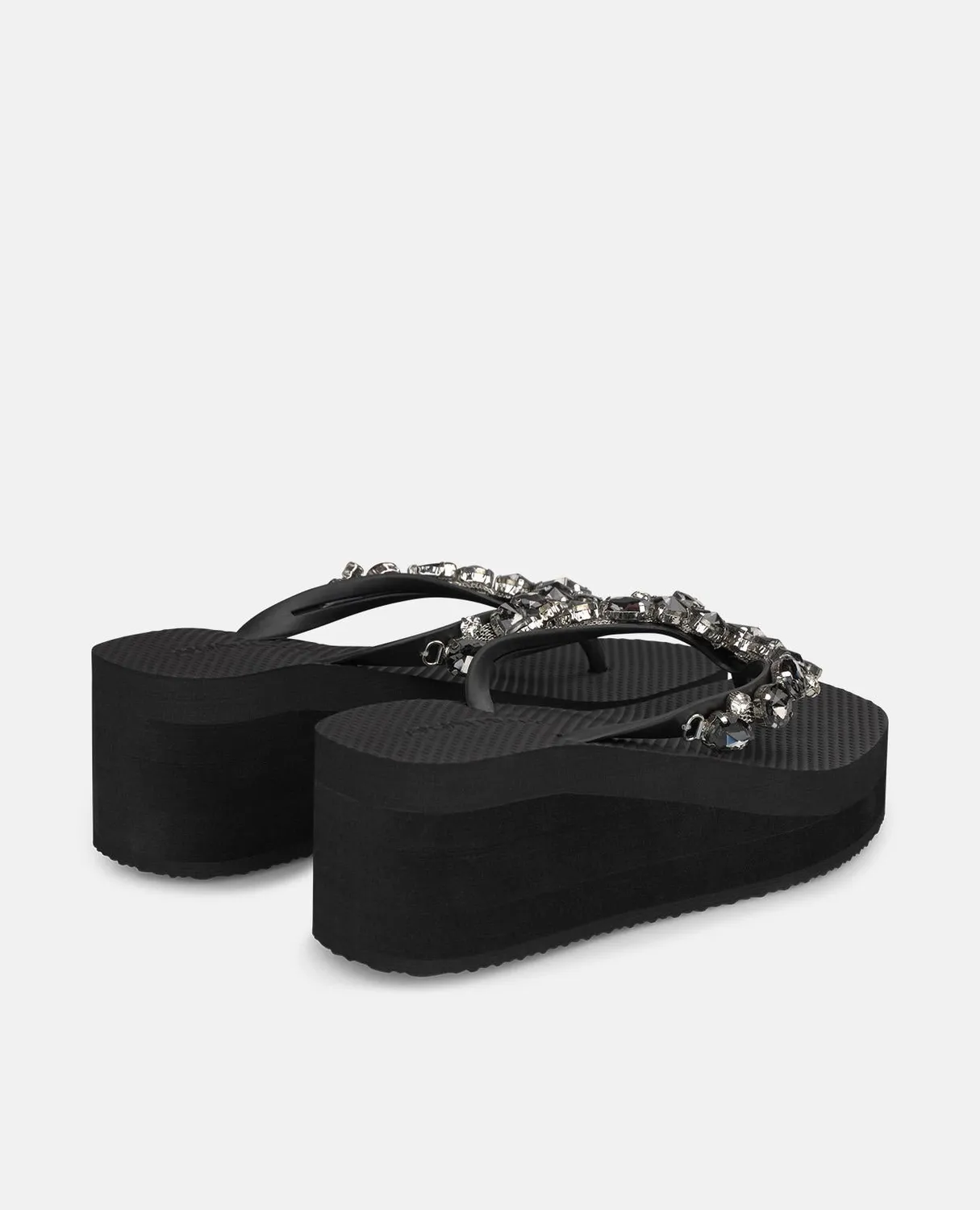 Alma en Pena V251997 tongs noires strass 4,5 cm