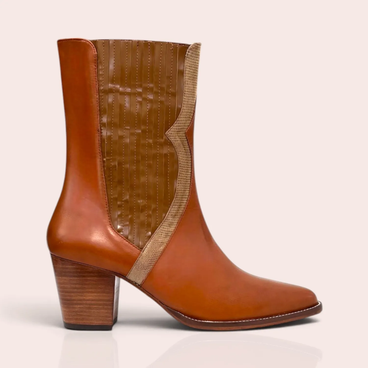 Karine Arabian Lamaz bottes camel cuir talon 6 cm
