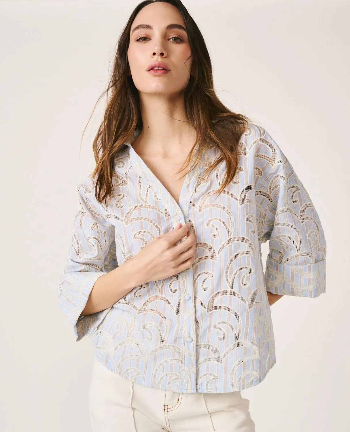 Alma en Pena V26CL0415 chemise rayée bleue