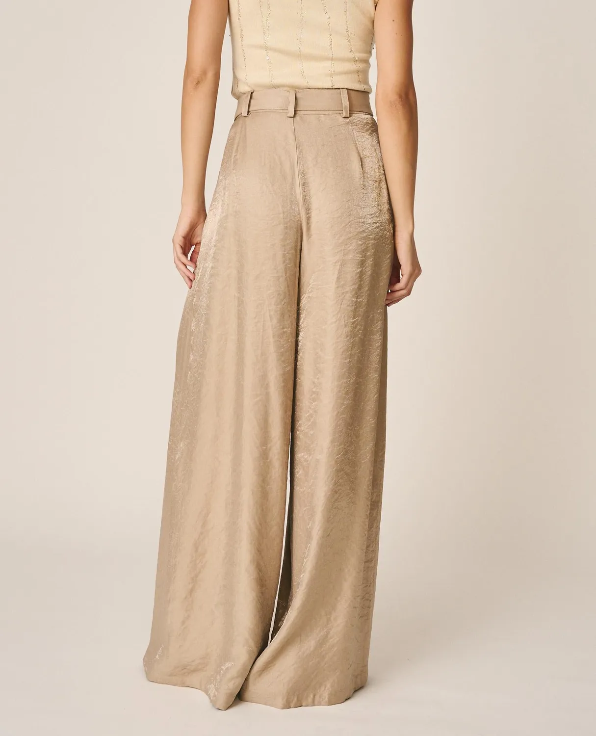 Alma en Pena I26CL1608 pantalon beige satin large