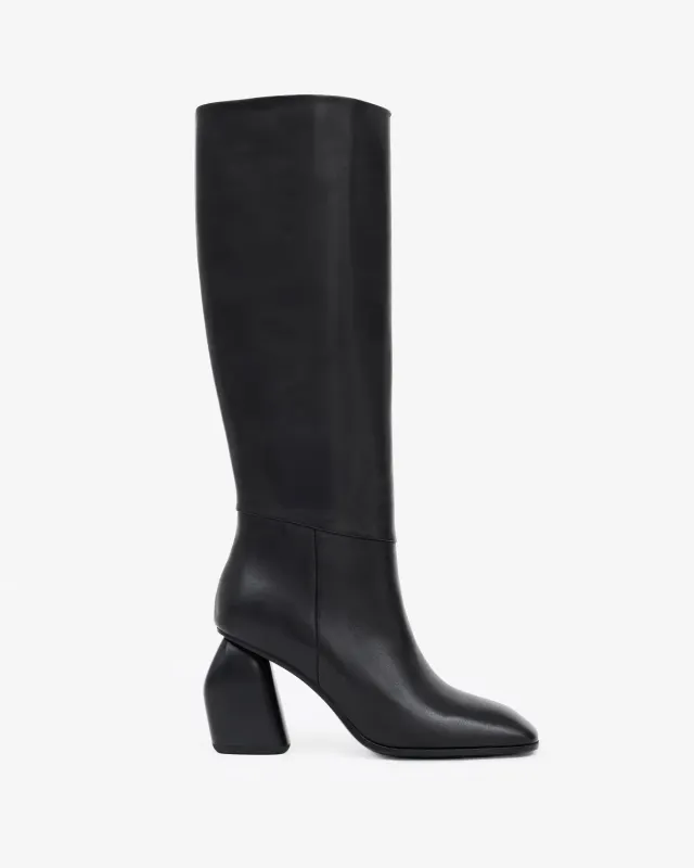 Mi/Mai Galia High Black bottes cuir noir talon 8 cm